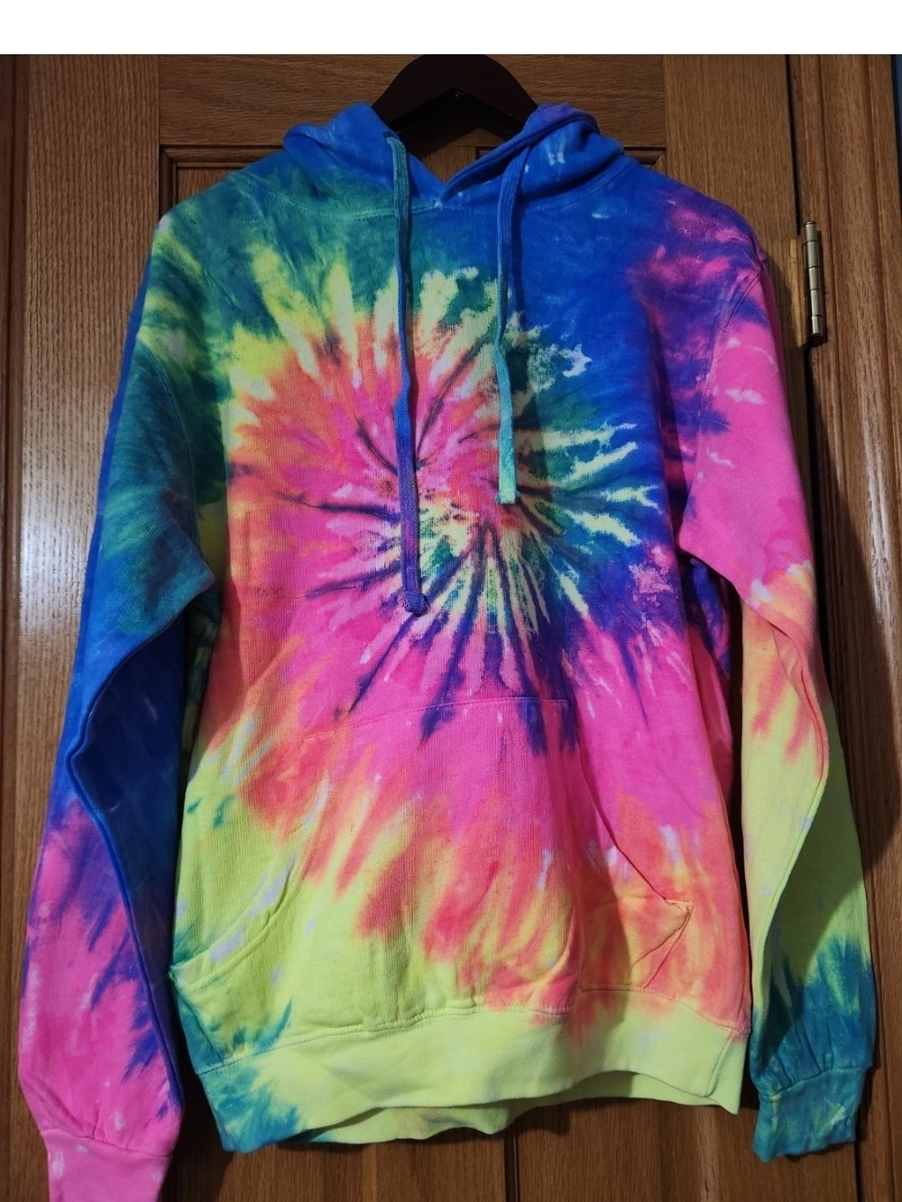 Colortone Rainbow Spiral Tie-Dye Pullover Hoodie Unisex Sz S Retro 90's Hippie